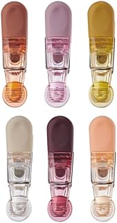 Farberware Bag Clips Set of 6, Thin Translucent Sherbet Plastic Chip Clips with Magnetic Back and Thumb Grip, Keep Bags Sealed for Freshness, Kitchen Pantry and Refrigerator Organization