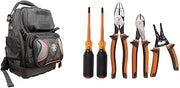 KLEIN TOOLS 55485 Tool Bag Backpack, Durable Electrician Backpack with 48 Pockets for Hand Tools, Waterproof Bottom, Removable Tool Carrier & 94130 1000V Insulated Screwdriver Tool Set