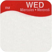 Daymark Wednesday Labels White/Red Tri-Lingual Write-in Day Labels - 1"L x 1"H 1000 Per Roll