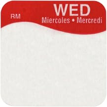Daymark Wednesday Labels White/Red Tri-Lingual Write-in Day Labels - 1"L x 1"H 1000 Per Roll