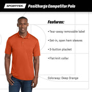 Unisex PosiCharge Competitor Polo | Casual Short Sleeve Collared Shirt for Men & Women by SPORT-TEK – Polyester, Maroon, Model ST550