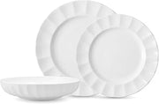 Eater x Zwiesel Fortessa Parasol Bone China, 12 Piece Dinnerware Set (Service for 4), White
