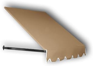 AWNTECH 10.38 FT. Dallas Retro Fixed Awning 124.5 in. W X 24 in. H X 36 in. D Acrylic Fabric in TAN RT23-10T