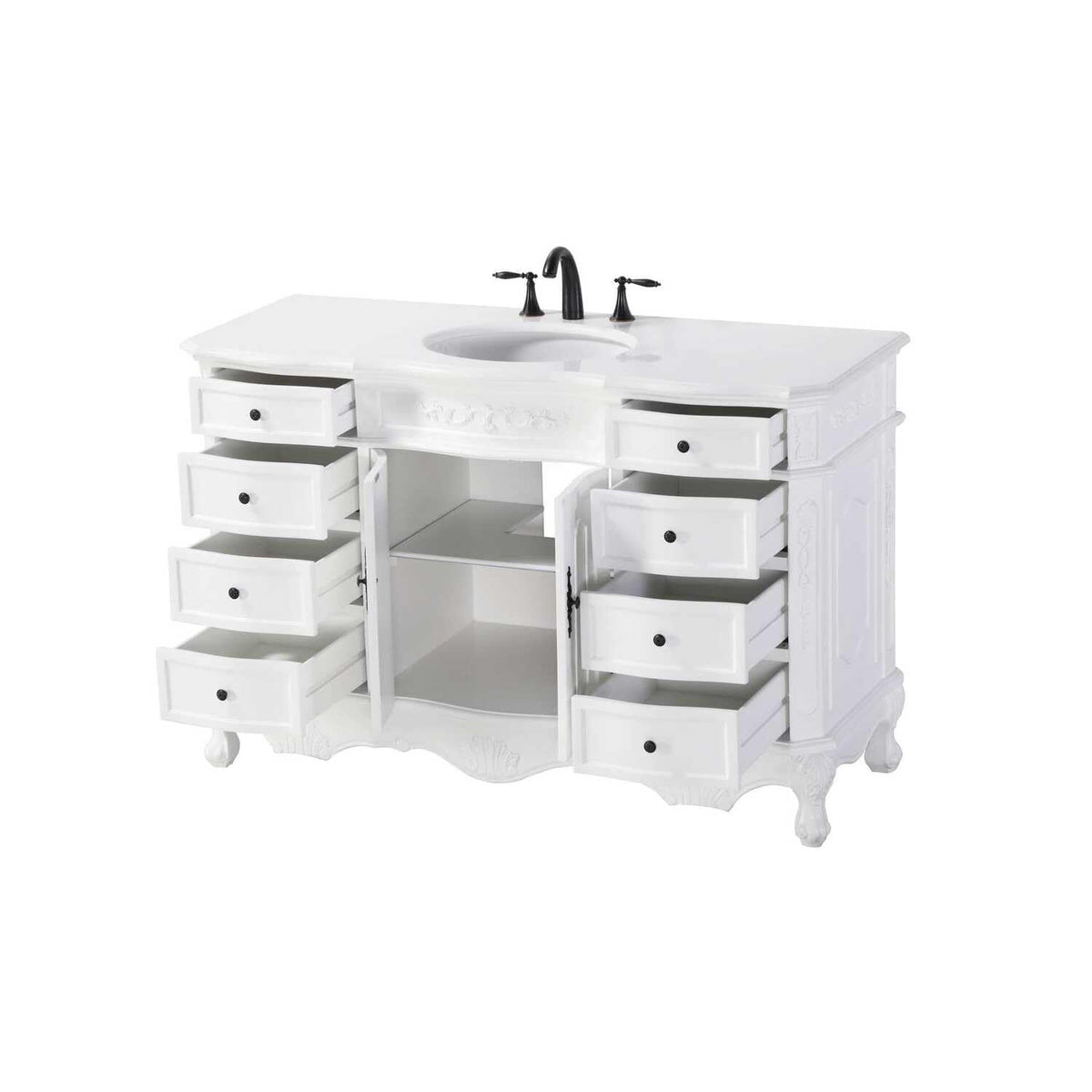 54" Single Bathroom Vanity in Antique White by Elegant Kitchen and Bath – unspecified, Aluminum, White, Model VF10154AW-VW