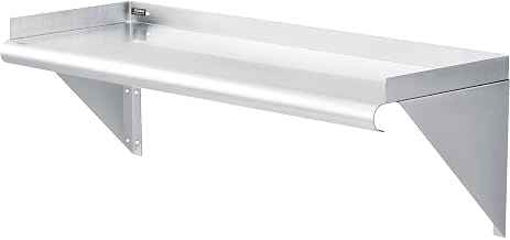 Global Industrial Wall Mount Shelf with 1-1/2" Lip 18 Gauge 430 Stainless Steel 36"W x 12"D