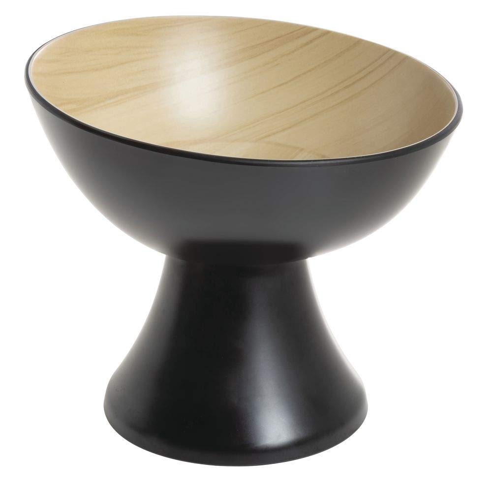 Black Melamine Serving Bowl with Light Wood Interior- 9 1/10" Dia by HUBERT – Melamine, Black, Model H0284-BLACK