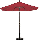 California Umbrella 9' Round Aluminum Market Umbrella, Crank Lift, Push Button Tilt, Black Pole, Royal Blue Olefin