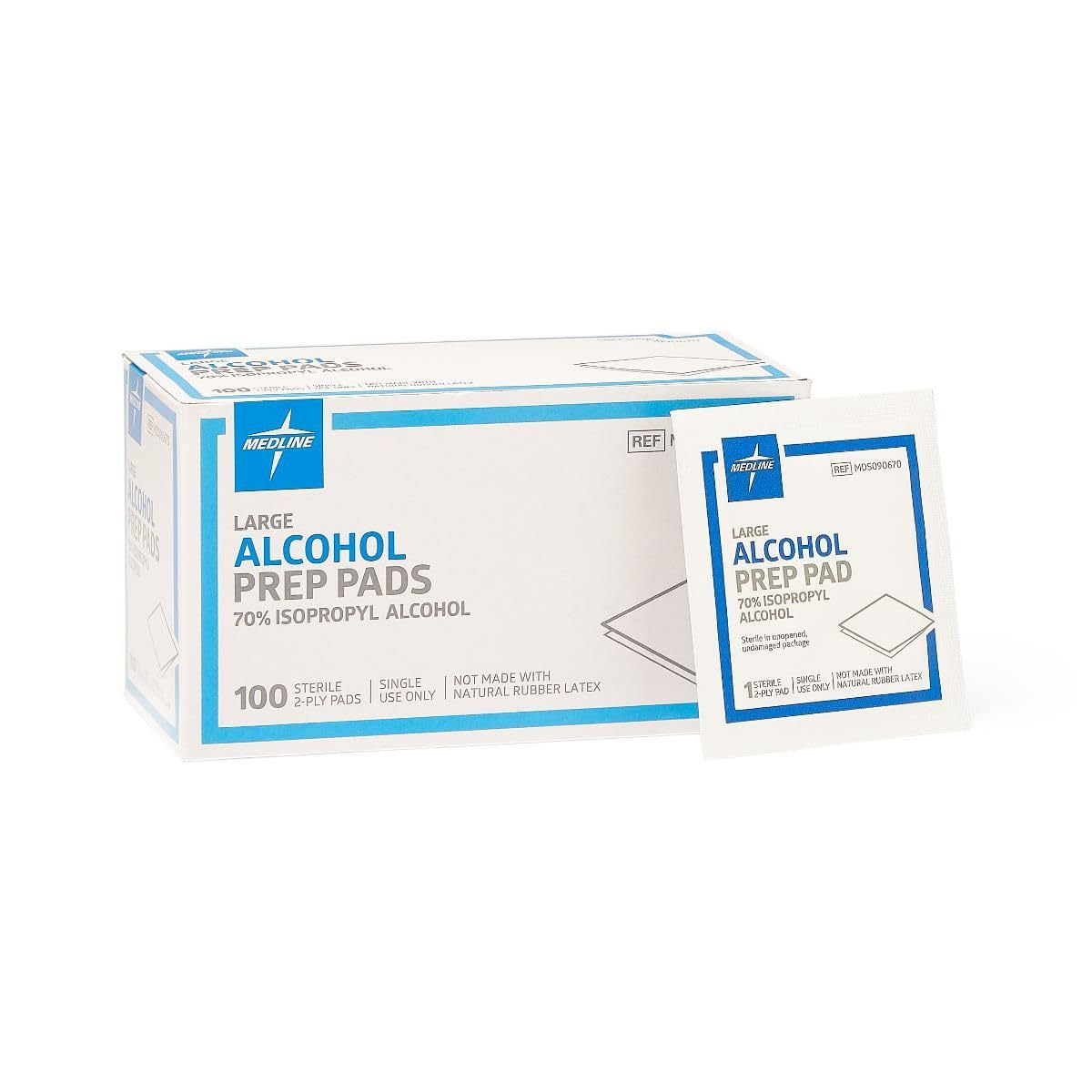 Sterile Alcohol Prep Pads by Medline – 100 Count (Pack of 1), Polyester, White, Model FBA-|237313