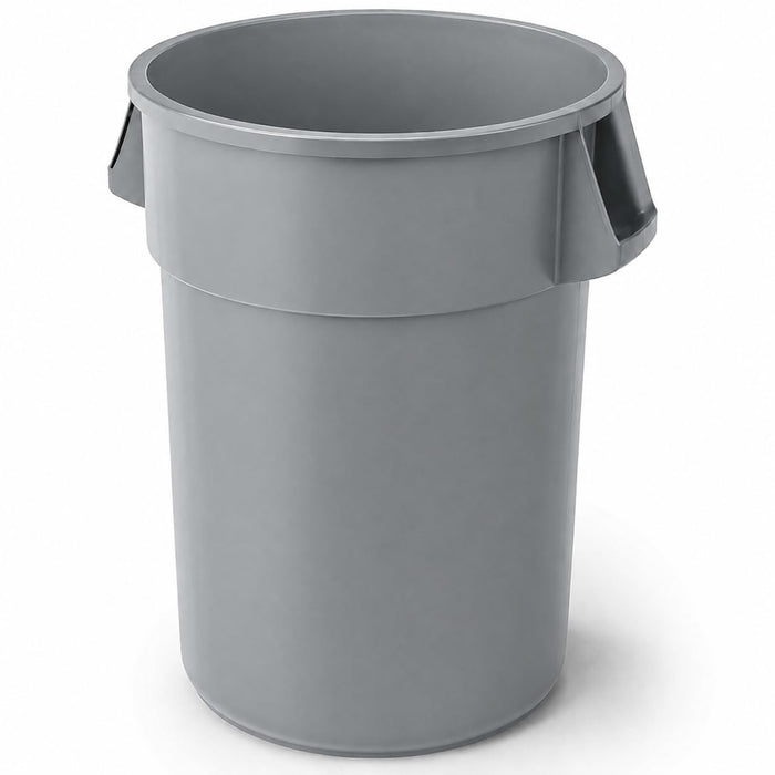 Commercial Round Trash Can – 55 Gallon, Gray, NSF Listed, Indoor Use