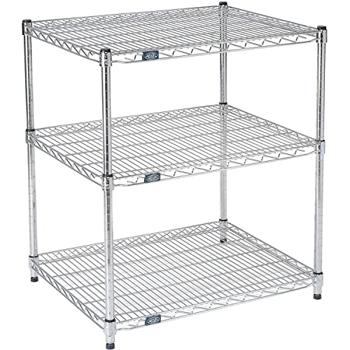 ESD, 3 Tier, Wire Shelving Starter Unit, 54" W x 18" D x 34" H by Nexel – 54" W x 18" D x 34" H, Alloy Steel, Chrome, Model 18543ESD3