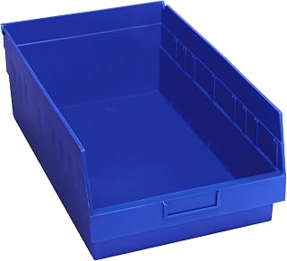 QUANTUM STORAGE SYSTEMS K-QSB210BL-4 4-Pack Store-More 6 inch Plastic Shelf Bins, 17-7/8 inch x 11-1/8 inch x 6 inch, Blue