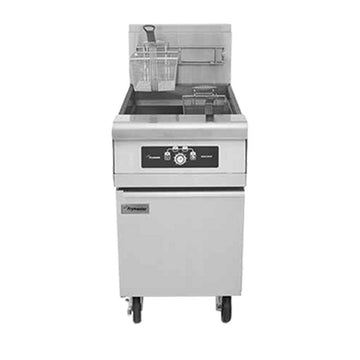 21" MJCF Series Commercial Gas Fryers with 150000 BTU 80 lbs Oil Capacity Master Jet Burners and Wide Cold Zone in Stainless by Frymaster – Stainless Steel, Model MJ1CF
