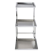 Cerve Collection Chrome 3-Tiered Buffet Stand for Bowls - 8"L x 20 1/2"W x 14"H by HUBERT – Metal, Grey