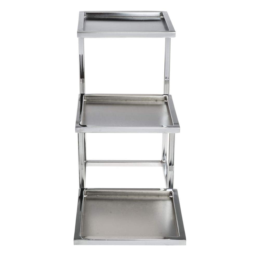 Cerve Collection Chrome 3-Tiered Buffet Stand for Bowls - 8"L x 20 1/2"W x 14"H by HUBERT – Metal, Grey