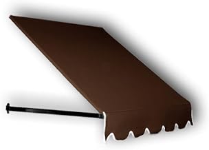 AWNTECH 10.38 FT. Dallas Retro Fixed Awning 124.5 in. W X 24 in. H X 36 in. D Acrylic Fabric in Brown RT23-10BR
