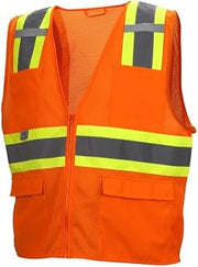 Pyramex Hi-Viz All Mesh Safety Vest with Contrasting Reflective Tape, Lime, 5XL