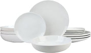 10 Strawberry Street 12 Piece Coupe Stoneware Dinnerware Set with Dinner Bowl, Service for 4, White