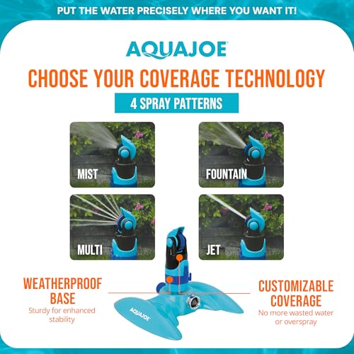 Aqua Joe No Size / w/ Lie-Flat Metal Base for Any Landscape / 4-Pattern Sprinklers