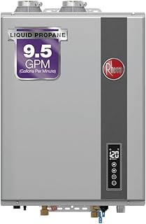 Rheem RTGH Series 9.5 GPM Liquid Propane Tankless Water Heater Indoor | 199,900 BTUs Super High Efficiency On Demand, Continuous Hot Water | Condensing Ultra-Low Nox | WiFi Enabled