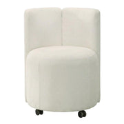 Chenille-Upholstered Side Chair with Swivel by Furnifact – Wood, White, Pack of 2