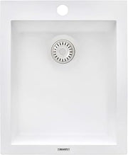Ruvati 16 x 20 inch epiGranite Drop-in Topmount Granite Composite Quartz Single Bowl Wet Bar Prep Sink - Arctic White Matte - RVG1016WH