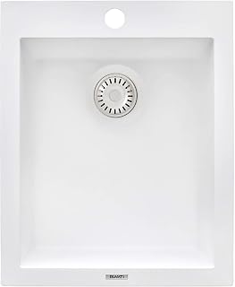 Ruvati 16 x 20 inch epiGranite Drop-in Topmount Granite Composite Quartz Single Bowl Wet Bar Prep Sink - Arctic White Matte - RVG1016WH