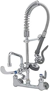 T&S Brass MPZ-8WWN-08-CR Mini-PRU B-0107 Wall Mount, 8" Swing Nozzle, CERAMA, Wrist Handles, Wall Bracket, 8"
