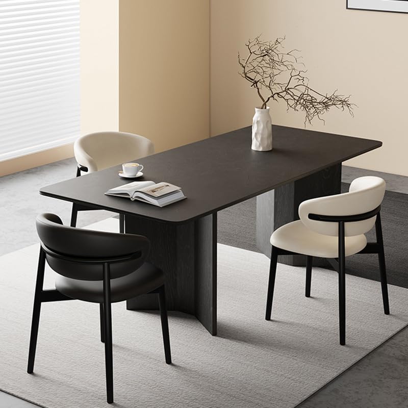 Mesa De Jantar Retro Wooden Dining Table Living Room Black Rock Slab Home Small Apartment Diner Table by JOYNOW – One Size, 200x90x75cm, Model 8524