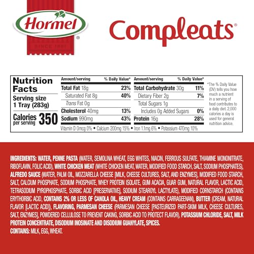 HORMEL COMPLEATS Chicken Alfredo / 10 Ounce (Pack of 6) / 6 Meat Dishes