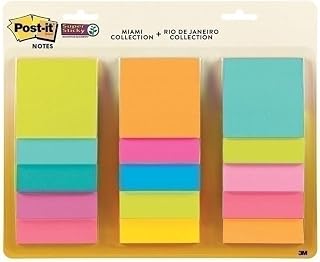 Post-it Super Sticky Notes, 3x3 in, 15 Pads, 2X The Sticking Power, Assorted Bright Colors, Recyclable(654-5SSAN) (Pack of 12, 180 Count Total)