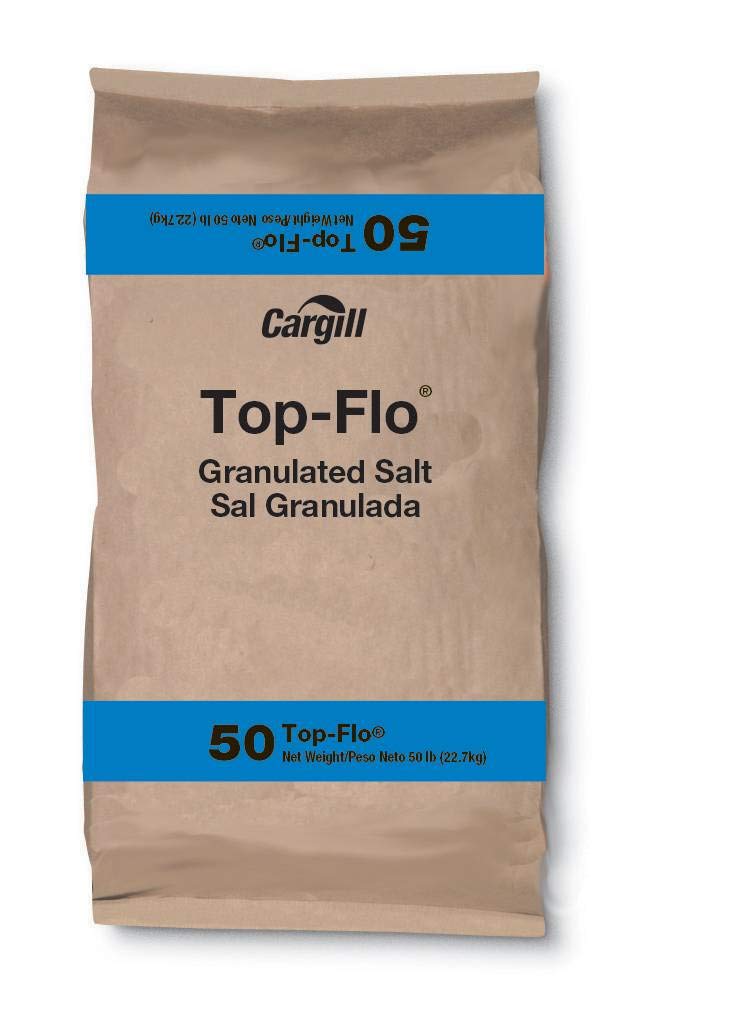 Top. Flo. Plain Salt 50lbs by Cargill – 50.0 pounds, Transparent Plastic, transparent, Model 100012548