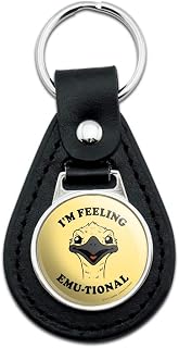 GRAPHICS & MORE Black Leather I'm Feeling Emu-tional Emotional Emu Funny Humor Keychain