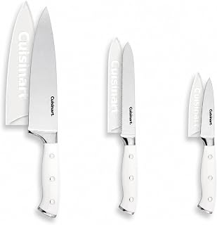 Cuisinart 3-Piece Forged High-Carbon Stainless Steel Knife Set with Blade Sheaths, Full-Tang Triple-Rivet Construction