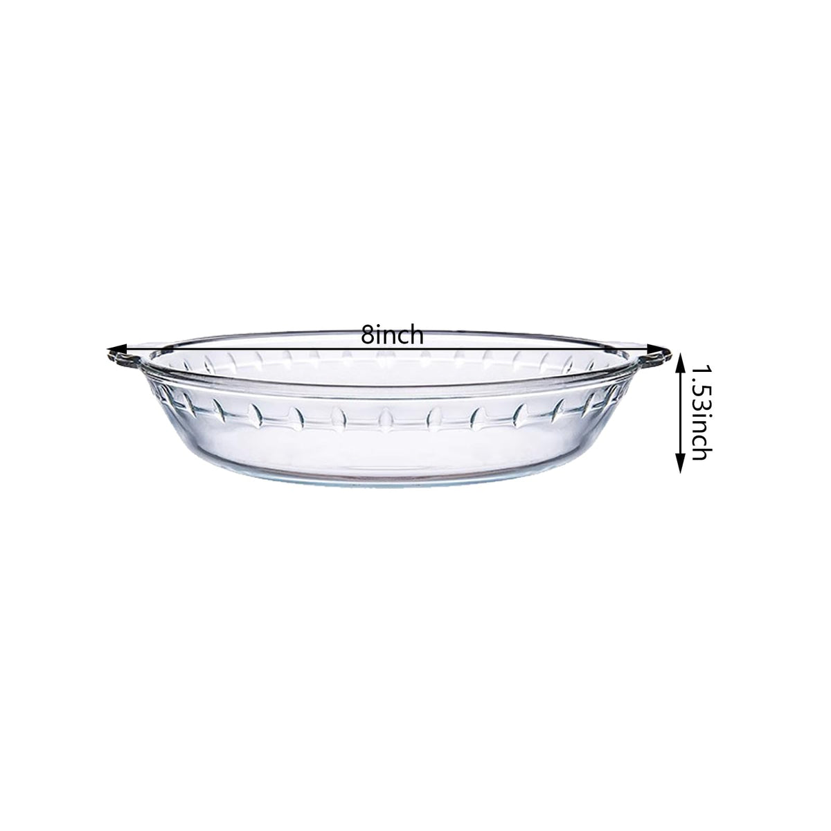 FEOOWV Round Glass Pie Pan, 8 Inch with Handles, Clear