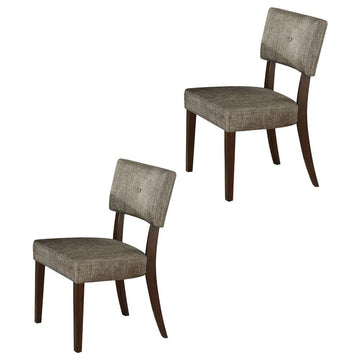 Performance Chenille-Upholstered Side Chair with Wood Legs by Furnifact – Wood, Gray Fabric Espresso, Pack of 2