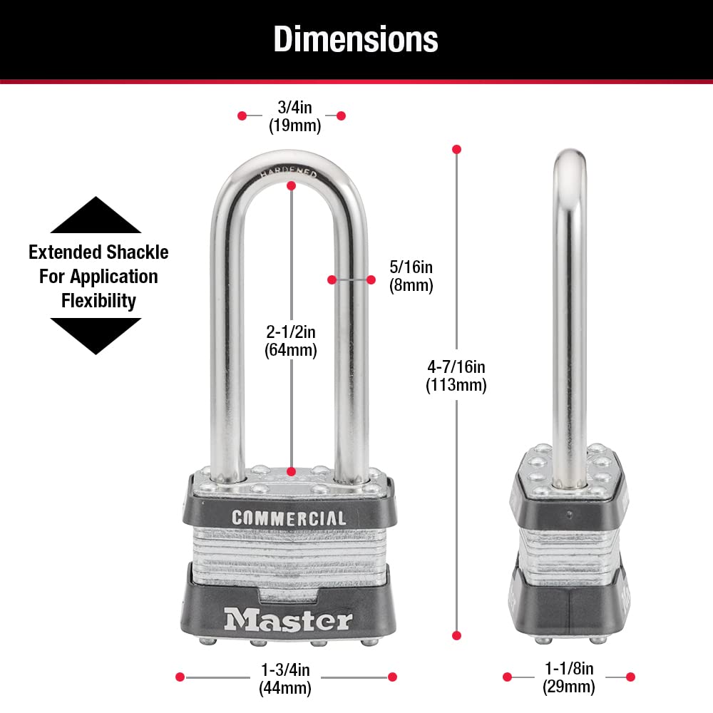 1KALJ Outdoor Padlock with Key by Master Lock – 1LJ, Alloy Steel, Silver, Model 1DLJ