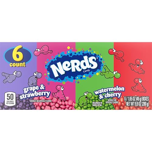 Nerds 1.65 Ounce (Pack of 6) / Dual Variety Grape & Strawberry, Watermelon & Cherry (6 Count) / Assorted Hard Candy