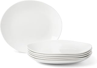 Lenox Studio 1414 Curve Accent Plates Set For 6 | Ceramic Plates | Bone China | Microwave Safe | Dishwasher Safe | White | Small Plates | Appetizer Plate | Dishes | Dish Set