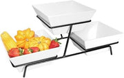Cal-Mil SR2030-13 2 Tier Bowl Display, 11" Height, 9" Width, 25" Length, Melamine, Black