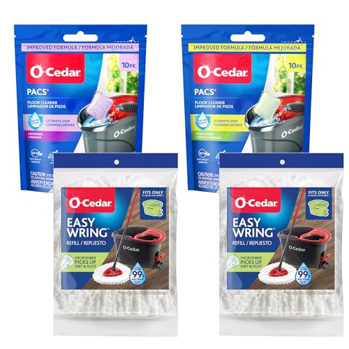 O-Cedar EW + 2 Power Refills W/Citrus & Lavender PACS / Modern / Red / Gray Mops & Bucket Sets