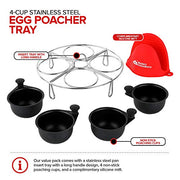 Modern Innovations 4 Egg Cups Tray / Stainless Steel / 4.0 cups Egg Poachers