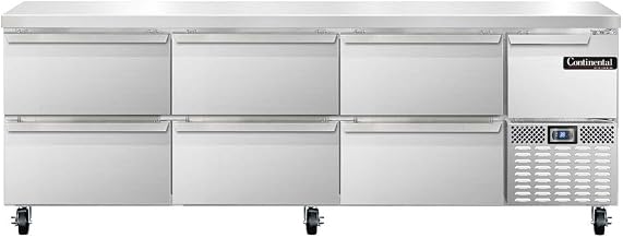 CRA93-D Refrigerated Base Worktop Unit, 93" W, With Drawers