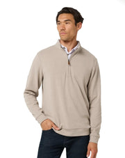 Men's Cloud Sweater 1/4 Zip by TravisMathew – Large, Cotton Blend, Heather Roasted Cash, Model A42356