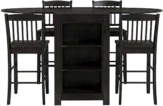 Starlight Canyon Home Veneer Counter Height Dining 5 Piece Set, Kitchen Table and Chairs Bar Height Pub Table Set, Merlot