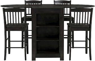 Starlight Canyon Home Veneer Counter Height Dining 5 Piece Set, Kitchen Table and Chairs Bar Height Pub Table Set, Merlot