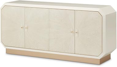 Michael Amini La Rachelle Beige Sideboard Medium with Solid and Manufactured Birch Wood, Acrylic Accents, Spacious Storage Cabinet for Living Room or Dining Area