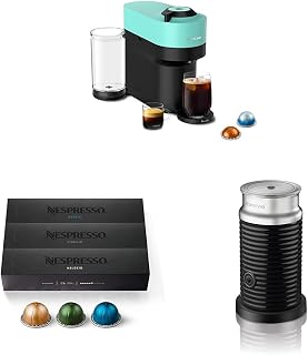 Nespresso Vertuo Pop+ Coffee and Espresso Maker by Breville, Aqua Mint with Milk Frother Capsules, Vertuo Line
