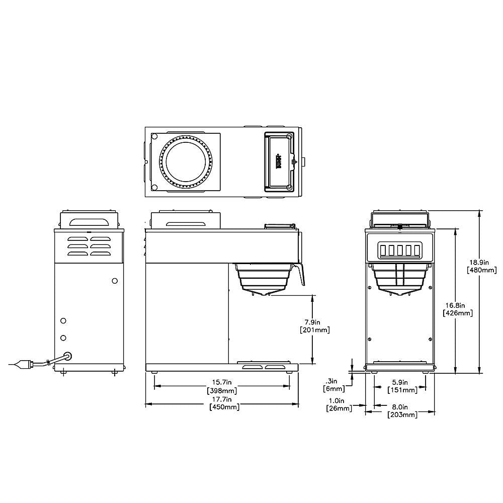 Coffee Machines by Bunn – Large, 12.0 cups, Cotton, Silver/Black, Model 13300.0002