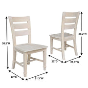 Solid Wood Dining Chair Unfinished Hardwood by Furnifact – Wood, Unfinished, Pack of 2