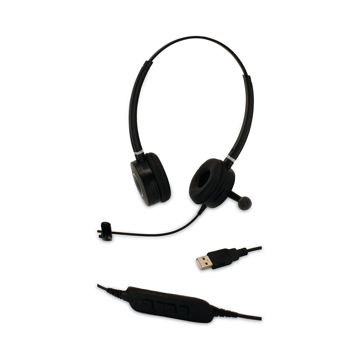 Dual Ear USB Headset for Softphone for PC/Mac by Spracht – One size, Faux Leather, Black, Model HS-WD-USB-2